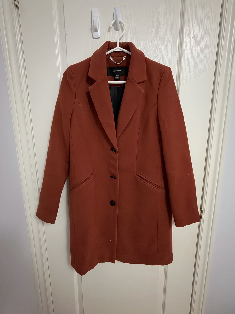 Vera Moda Rust Single-Breasted Trench Coat